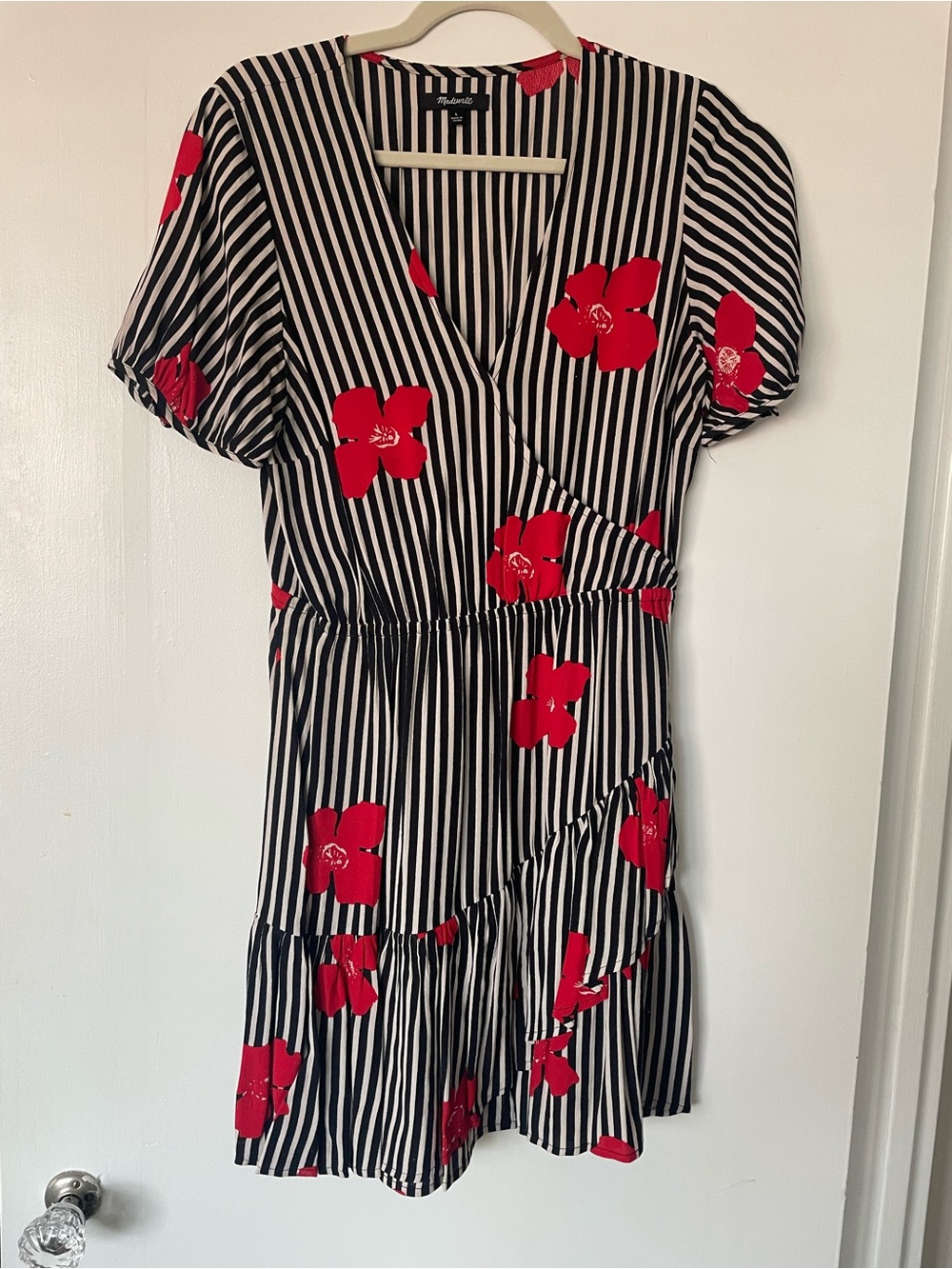 Madewell stripe floral faux wrap dress - Picture 3 of 6
